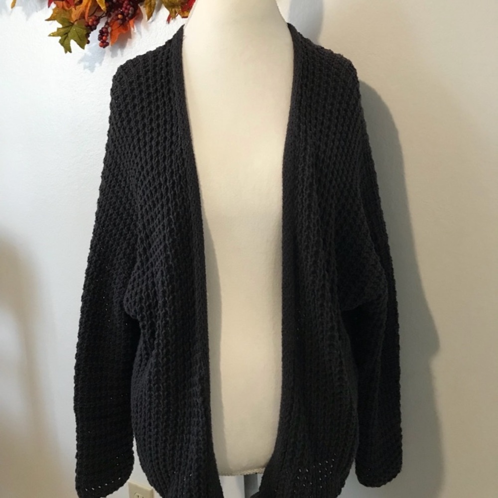 PacSun LA Hearts Black Open Knit Long Sleeve Cardigan